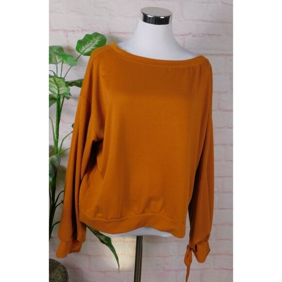 Rust Orange 2XL Slouchy Pullover Top Tie Sleeve - Picture 1 of 11